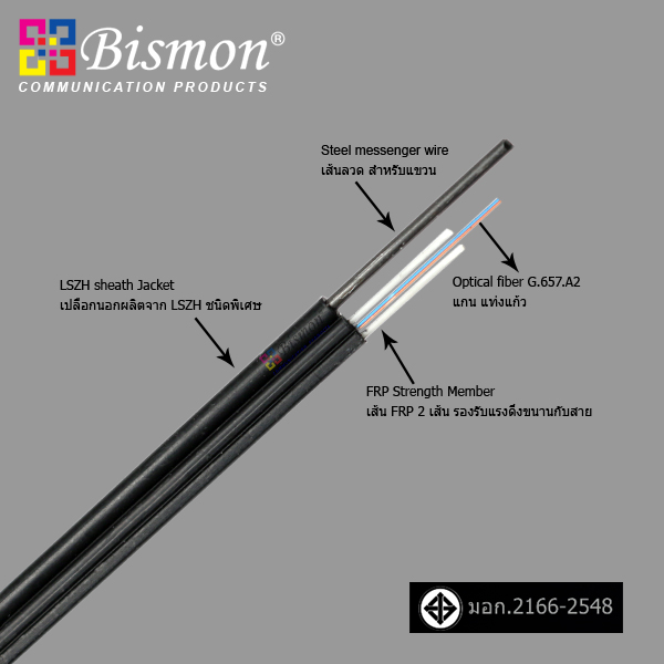 2 Core, Flat Cable, FRP Strength member, FTTH SM 9/125um (G.657A2)